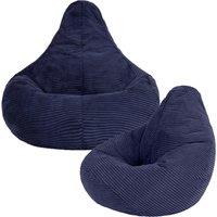 icon Pack of 2 Dalton Kids Bean Bag, Corduroy Childrens Beanbag in Navy