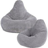icon Pack of 2 Dalton Kids Bean Bag, Corduroy Childrens Beanbag in Light Grey
