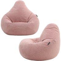 icon Pack of 2 Dalton Kids Bean Bag, Corduroy Childrens Beanbag in Light Pink