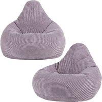 icon Pack of 2 Dalton Kids Bean Bag, Corduroy Childrens Beanbag in Purple