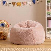icon Kids Classic Faux Fur Bean Bag Chair Bean Bags for Children in Pale Pink | Size: Medium