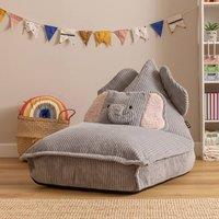 icon Kids Bean Bag Fun Animal Print Lounger & Cushion Bundle in Corduroy in Grey | Size: Medium