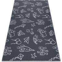 RugsX For Kids Rug in Grey | Size: 100 cm x 250 cm