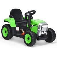 Costway 12V Kids Ride On Tractor W/ Trailer Electric 3-Gear-Shift Ground Loader Toy Car in Green