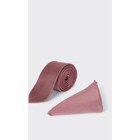 Burton Men's Rose Pink Slim Tie & Pocket Square Set