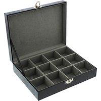 Harvey Makin Men's Cufflink Box Holds 12 Cufflinks in Black