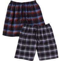 Just Essentials Men's 2 Pack Flannel Check Pyjama Shorts in Black | Size: 2XL