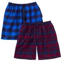 Just Essentials Men's 2 Pack Flannel Check Pyjama Shorts in Blue | Size: XL