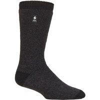 SOCKSHOP Heat Holders Men's 1 Pair 2.3 TOG Patterned & Plain Thermal Socks in Dark Grey | Size: 6-11