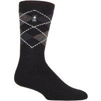 SOCKSHOP Heat Holders Men's 1 Pair 1.6 TOG Lite Striped, Patterned & Argyle Socks in Silver | Size: 6-11
