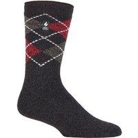 SOCKSHOP Heat Holders Men's 1 Pair 1.6 TOG Lite Striped, Patterned & Argyle Socks in Dark Grey | Size: 6-11