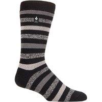 SOCKSHOP Heat Holders Men's 1 Pair 1.6 TOG Lite Striped, Patterned & Argyle Socks in Black | Size: 6-11
