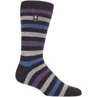 SOCKSHOP Heat Holders Men's 1 Pair 1.6 TOG Lite Striped, Patterned & Argyle Socks in Mid Grey | Size: 6-11