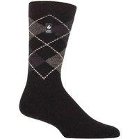 SOCKSHOP Heat Holders Men's 1 Pair 1.0 TOG Ultralite Striped, Argyle & Patterned Socks in Silver | Size: 6-11