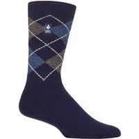 SOCKSHOP Heat Holders Men's 1 Pair 1.0 TOG Ultralite Striped, Argyle & Patterned Socks in Mid Blue | Size: 6-11