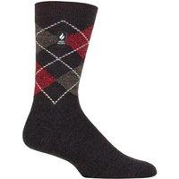 SOCKSHOP Heat Holders Men's 1 Pair 1.0 TOG Ultralite Striped, Argyle & Patterned Socks in Mid Grey | Size: 6-11