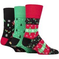 SOCKSHOP Gentle Grip Men's Mens 3 Pair Cotton Christmas Socks | Size: 6-11