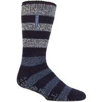 Heat Holders Men's Warm Fleece-Lined Non-Slip Lounge Bed Socks with Grippers in Blue | Size: 6-11