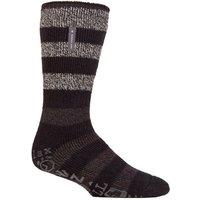 Heat Holders Men's Warm Fleece-Lined Non-Slip Lounge Bed Socks with Grippers in Black | Size: 6-11