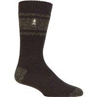 SOCKSHOP Heat Holders Men's 1 Pair 2.3 TOG Patterned & Plain Thermal Socks in Dark Olive | Size: 6-11