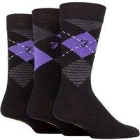 FARAH Men's Mens 3 Pair Argyle, Patterned & Striped Cotton Socks in Purple | Size: 6-11