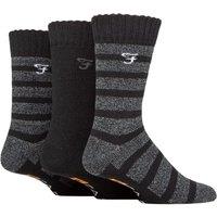 FARAH Men's Mens 3 Pair Striped Cushioned Boot Socks in Black | Size: 6-11