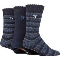 FARAH Men's Mens 3 Pair Striped Cushioned Boot Socks in Navy | Size: 6-11