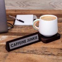 Boxer Gifts Men's Caffeine Junkie' Wooden Desk Sign
