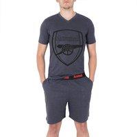 Arsenal FC Men's Adults Short Pyjama Set in Grey | Size: Medium
