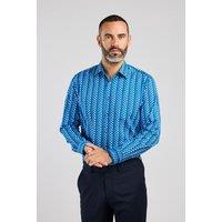 Double TWO Men's Blue Retro Geometric Strands Print Shirt | Size: 16 inches