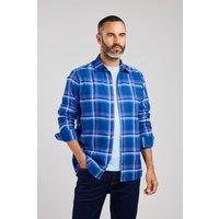 Double TWO Men's Deep Navy & Blue Modern Warm Handle Plaid Shirt | Size: 3XL