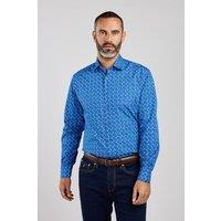 Double TWO Men's 70s Inspired Turquoise Floral Geometric Print Shirt in Blue | Size: 4XL