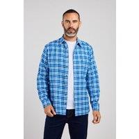 Double TWO Men's Blue & Green Tartan Warm Handle Plaid Casual Shirt | Size: 4XL
