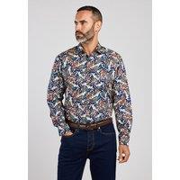 Double TWO Men's Latte Butterfly Wing Print Shirt in Beige | Size: 3XL