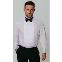 Dobell Men's White Pleated Front Wing Collar Dress Shirt | Size: 17.5 in