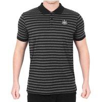 Newcastle United FC Men's Adults Striped Polo Shirt in Black | Size: Small