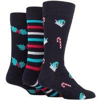 SOCKSHOP Lazy Panda Men's 3 Pair Christmas Bamboo Socks in Pink | Size: 7-11