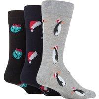 SOCKSHOP Lazy Panda Men's 3 Pair Christmas Bamboo Socks | Size: 7-11