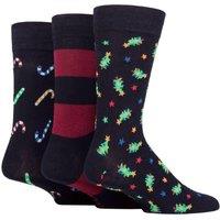 SOCKSHOP Lazy Panda Men's 3 Pair Christmas Bamboo Socks in Black | Size: 7-11