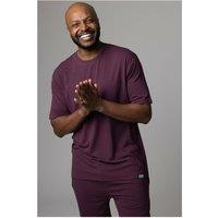 SOCKSHOP Lazy Panda Men's 1 Pack Bamboo Loungewear Selection T-Shirt in Burgundy | Size: XL