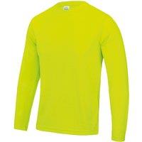 AWDis Men's Just Cool Long Sleeve Cool Sports Performance Plain T-Shirt in Yellow | Size: Small