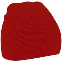 Beechfield Men's Plain Basic Knitted Winter Beanie Hat in Red
