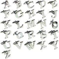 Charles William Men's English Alphabet Initial Cufflinks Mix & Match Letters in Silver | Size: A