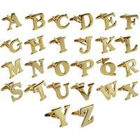 Charles William Men's English Alphabet Initial Gold Cufflinks Mix & Match Letters