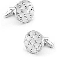 Charles William Men's Silver Round Cufflinks with Diamond Pattern Studded Stones