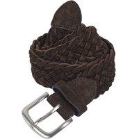 Silver Street London Men's Kingston Suede Leather Woven Belts in Brown | Size: XL