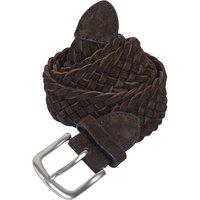 Silver Street London Men's Kingston Suede Leather Woven Belts in Khaki | Size: Small