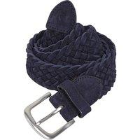 Silver Street London Men's Kingston Suede Leather Woven Belts in Navy | Size: XL