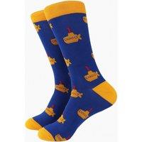 Sock Talk Men's Yellow Submarine Bamboo Socks in Blue | Size: 7-11