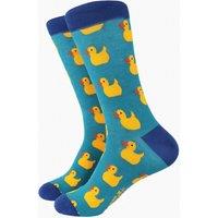 Sock Talk Men's Rubber Duck Novelty Bamboo Socks in Blue | Size: 7-11
